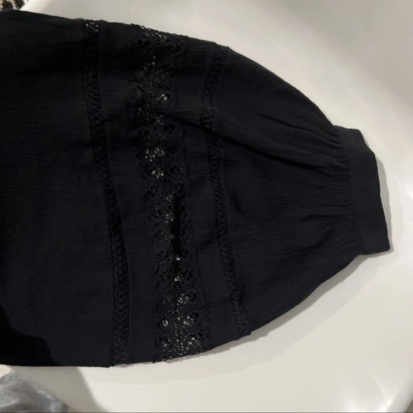 Universal Thread Women's Black midi Balloon Sleeve lace trim Tiered Dress size L - Picture 7 of 8